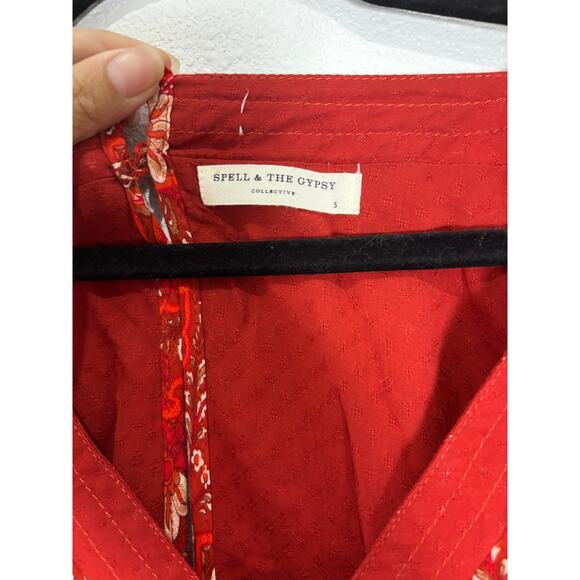 Spell & The Gypsy Collective Jewel Smock boho top in Copper Red Orange Small - Picture 6 of 6